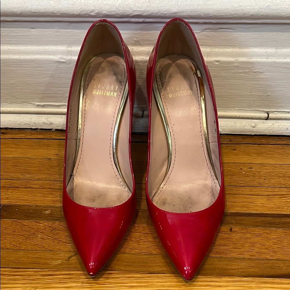 Stuart Weitzman Red Patent Leather Heels